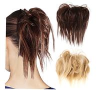 IWOWHERO 2pièces Extensions De Chignon Élastiques Accessoires De Cheveux Fausse Queue De Cheval Pièces De Chignon Désordonné Fibres Haute Température Pour Ajouter Volume Texture