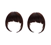 IWOWHERO 2pièces Frange à Clip Naturel Postiche Cheveux Synthétiques Extension De Cheveux Avec Détails Réalistes Fausse Frange Facile à Porter Pour Toutes Formes De Visage