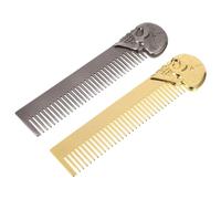 IWOWHERO 2pièces Peignes à Barbe et Moustache pour Hommes Dents Fines Peigne Double Face Alliage de Zinc Compact et Réutilisable pour Maison Voyages