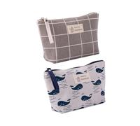 IWOWHERO 2pièces Trousse De Maquillage Imprimée Toile Pochette Multifonction pour Toilettes Et Accessoires Baleine Grille