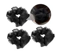 IWOWHERO 3 Pièces Anneau de cheveux hair band hair ties hair topper hair charms en maille élastiques à cheveux en organza corde à cheveux en maille corde à cheveux Black