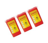 IWOWHERO 3 Pièces Boîte de Collecte pour Déchets Tranchants avec Couvercle à Clapet Bac Portable avec Poignée Étiquette de Sécurité pour Élimination Hygiénique des Aiguilles Déplacement