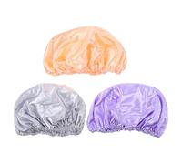 IWOWHERO 3 pièces Bonnet de Étanche Double pour Femme et Fille Lot de Bonnets de Bain EVA Réutilisables et Confortables pour Différents Types de Cheveux