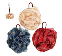IWOWHERO 3 Pièces Éponge Bain Douce PE Rose pour Corps Boule Moussante Colorée Anti-irritation Lot Familial et Résistant