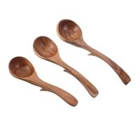 IWOWHERO 3 Pièces Long Handle Wooden Soup Ladles With Hooks For Stirring Serving Mixing Heat Resistant Asian Kitchen Spoons For Home And Outdoor Use