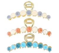 IWOWHERO 3 pièces Lot de Pinces à Cheveux Alliage Délicat Grandes Pinces Serre-tête pour Femmes Accessoires Coiffure Chignon Solides et Élégants pour Cheveux Épais Couleur Aléatoire