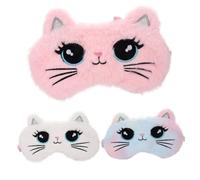 IWOWHERO 3 pièces Masque de Sommeil Pelucheux Cache-œil Doux et Confortable Masque Occultant Mignon pour Bureau Voyage et Sieste Adapté à Tous Âges
