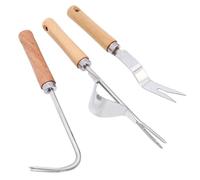 IWOWHERO 3 pièces Set de Outils de Jardinage Acier Inoxydable pour Désherbage Profond Kit de Désherbeur Manuel Robuste pour Racines Pelle et Grattoir pour Jardin Intérieur et Extérieur
