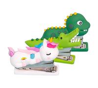 IWOWHERO 3pièces Agrafeuse de Bureau Mini Kawaii Agrafeuse Manuelle Portable pour Étudiants et Enseignants Design Cartoon Mignon Dinosaures Licorne Crocodile pour Papeterie Scolaire