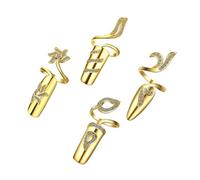 IWOWHERO 4 pièces Bague à Ongles Ajustable Alliage pour Femme Anneaux Ouverts avec Cristaux Accessoires Nail Art pour Manucure et Pédicure Bijoux Doigt Élégants et Confortables