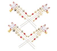 IWOWHERO 4 pièces Épingle à Cheveux Chinoise avec Pompons Accessoire et Adolescentes Style Hanfu Fox Lot pour Chignons et Coiffures Élégantes