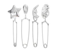 IWOWHERO 4 pièces Filtre à Thé Inox Créatif avec Poignée Résistante Infuseurs Étoile Cœur Lune et Ananas Maille Fine Facile à Nettoyer pour Amateurs de Thé
