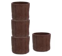 IWOWHERO 4 pièces Lot de Pots Fleurs Imitation Bois Jardinières Rustiques Plastique Durables Cache-Pots Miniatures pour Succulentes et Cactus Décor Naturel Intérieur Extérieur