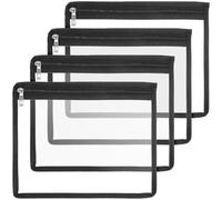 IWOWHERO 4 Pièces Lot Rangement PVC Transparente avec Fermeture Éclair Pochette Organisateur Stylo Résistants à Usure et Imperméables pour Cosmétiques Jouets et Articles de Toilette