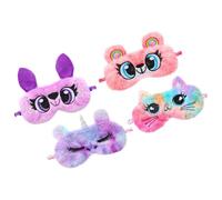 IWOWHERO 4 pièces Masque de Sommeil Garçon Fille Cache-yeux Peluche Animaux Mignons Confortable et Occultant pour Voyage et Nuit