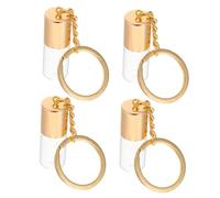 IWOWHERO 4 Pièces Mini Transparent Glass Wishing Bottle Keychain With Screw Caps Leakproof Empty Perfume And Essential Oil Pendant For Travel And Creative Use