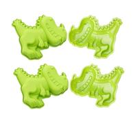 IWOWHERO 4 Pièces Moule Silicone Dinosaure Résistant Chaud Froid Formes pour Fondant Chocolat Pâte Polymère Décoration Gâteau Anniversaire Garçon Fille Facile à Ranger