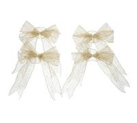 IWOWHERO 4 Pièces Nœud Présent Doré à Paillettes Grand Nœud de Ruban de Noël Polyester et PVC Décor DIY pour Fête de Noël