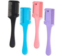 IWOWHERO 4 pièces Peigne Effileur Double Face pour Coupe et Coiffage Lot de Peignes Minceurs PP Outil Pratique pour Homme et Femme à Usage Domestique Noir Bleu Rose