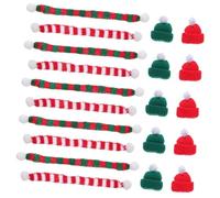 IWOWHERO 48 Pièces Mini Knit Hat and Christmas Scarf Set Small Xmas Tree Ornaments for DIY Snowman Doll and Wine Bottle Covers Festive Holiday Craft Decorations