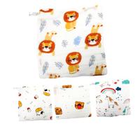 IWOWHERO 4pièces Serviettes Coton Pour Tapis De Salive Doux Lavables Set De Lions Chevaux Arc-ciel