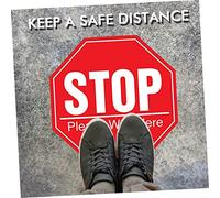 IWOWHERO 5 feuilles Autocollants de Signalisation Stop pour Distance Auto Adhésif Imperméable Avertissement pour Lieux Publics Résistants et Faciles à Poser