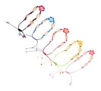 IWOWHERO 5 Pièces Bracelet Bohème Tressé en Polymère Perles Colorées | Cordon Tressé Réglable, Style Bohème Empilable, Breloques Fleur et Coquillage, Fêtes Plage