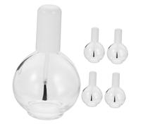 IWOWHERO 5 pièces Lot de Flacons à Ongles Verre Rechargeables avec Pinceau et Bouchon Blanc Bouteilles Transparentes Anti-fuite pour Gel Polish et Voyage