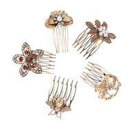 IWOWHERO 5 pièces Peignes à Cheveux Vintage Alliage avec Strass Résistants Accessoires de Mariage et Fixation de Cheveux Élégante