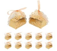 IWOWHERO 50pièces Boîtes à Dragées de Mariage Forme de Rose Creuse Contenants Papier pour Chocolats avec Ruban pour Cadeaux Invités