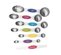 IWOWHERO 6 Pièces Set de Cuillères Mesureuses Magnétiques Acier Inoxydable Double Tête avec Niveleur Outils de Mesure pour Cuisine et Pâtisserie Cuillères Mesure pour Sel et Poudre