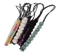 IWOWHERO 7 pièces Bandeaux Élastiques Femme avec Perles Faits Main Accessoires de Cheveux Décoratifs pour Mariage Fête et Usage Quotidien