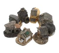 IWOWHERO 8 Pièces Micro Village Cottage Miniature Resin Houses for Fairy Garden DIY Micro Landscape Bonsai Scene Accessories