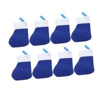 IWOWHERO 8 Pièces Porte-Couverts Festif Bleu en Tissu, Forme Chaussette | Fourchettes et Cuillères à Dessert, Rangement Peu Encombrant, Décoration de Table, Fêtes, Restaurants et Réceptions
