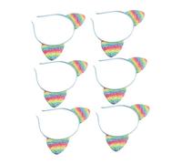 IWOWHERO 8 pièces Serre-tête Oreilles de Chat à Paillettes Arc-ciel Bandeaux Brillants Antidérapants pour Femmes et Filles Accessoires pour Fête et Cosplay