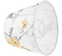 IWOWHERO Abat-jour Tissu à Motif Oiseaux et Fleurs Abat-jour Rond Lin pour Lampe de Table et Lampadaire Accessoire Décoratif pour Salon