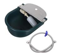 IWOWHERO Abreuvoir Automatique en Plastique Vert Foncé pour Bétail avec Tuyau Flexible en Acier Inoxydable 80 CM Gamelle d'eau Automatique pour Chevaux Chèvres Moutons et Chiens