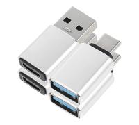 IWOWHERO Adaptateur OTG USB 30 Mâle vers USB Type-C Femelle 4 Pièces Alliage d'Aluminium Connecteur Compact Argenté Compatible Smartphone et Ordinateur Portable Transfert Rapide de