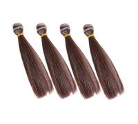 IWOWHERO Adorables Extensions De Cheveux De Poupée 4 Pièces Perruques Synthétiques Lisses Pour Jouets De Filles Modèle De Perruque Facile À Changer