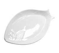 IWOWHERO Assiette de Service Céramique pour Poisson Vapeur Plateau de Présentation Blanc Ovale Plat Polyvalent pour Maison Restaurant et Hôtel