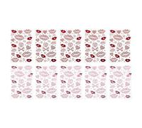 IWOWHERO Autocollants Temporaires Saint-valentin 10 Pcs Motif Lèvres Rouges et Cœurs Strass, Tatouages Visage Doux pour Peau, Maquillage Festif et Décoration Créative