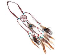 IWOWHERO Bandeau Bohémien Plumes Avec Attrape-rêves Accessoire De Cheveux Pour Femmes Et Filles Coiffe Hippie Élégante Pour Festivals Et Cosplay Style Unique Vin