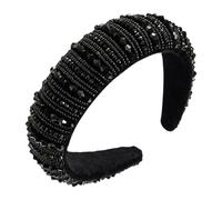 IWOWHERO Bandeau en Cristal Noir Léger et Créatif Strass, Serrage-tête Décoratif pour Fête et Festival, Accessoire de Cheveux Non Décolorant