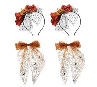 IWOWHERO Bandeaux pour Halloween avec Serre-tête à Nœud Citrouille et Barrette Toile Araignée Accessoire de Coiffure Festif pour Femmes et Filles