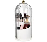 IWOWHERO Boîte de Rangement Base Tournante en PP et Pet pour Pinceaux de Maquillage avec Couvercle Transparent Rotatif 360° Pratique pour Table de Maquillage à Domicile