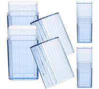 IWOWHERO Boîte de Rangement Portable Transparente et Cure-dents, Lot de 4 Pièces en Bleu Clair, Petite Boîte Multifonction pour Bureau et Salle de Bain, Organisateur Pratique