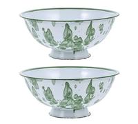 IWOWHERO Bols Émaillés pour Ramen et Salades, Lot de 2 Pièces, Vaisselle Vintage Bords sans Risque, Cuisine et Repas