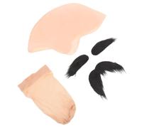 IWOWHERO Bonnet Chauve Costume avec Barbe Fausse et Filet Extensible Perruque Tête Nue Réaliste pour Cosplay Théâtre Fête Halloween Déguisement Homme Femme