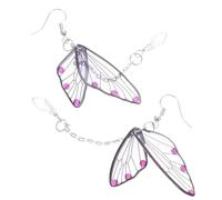 IWOWHERO Boucles d’oreilles pendantes en cristal violet 1 paire à crochet légère strass scintillants accessoires DIY pour femme bijoux à motif d’ailes pour soirées et cosplay