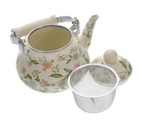 IWOWHERO Bouilloire Émaillée Vintage 1,5 L Passoire Intégrée pour Cuisinière à Induction et Gaz, Théière Domestique Épaissie en Acier Sûr, pour Infusion de Thé et Café au Quotidien